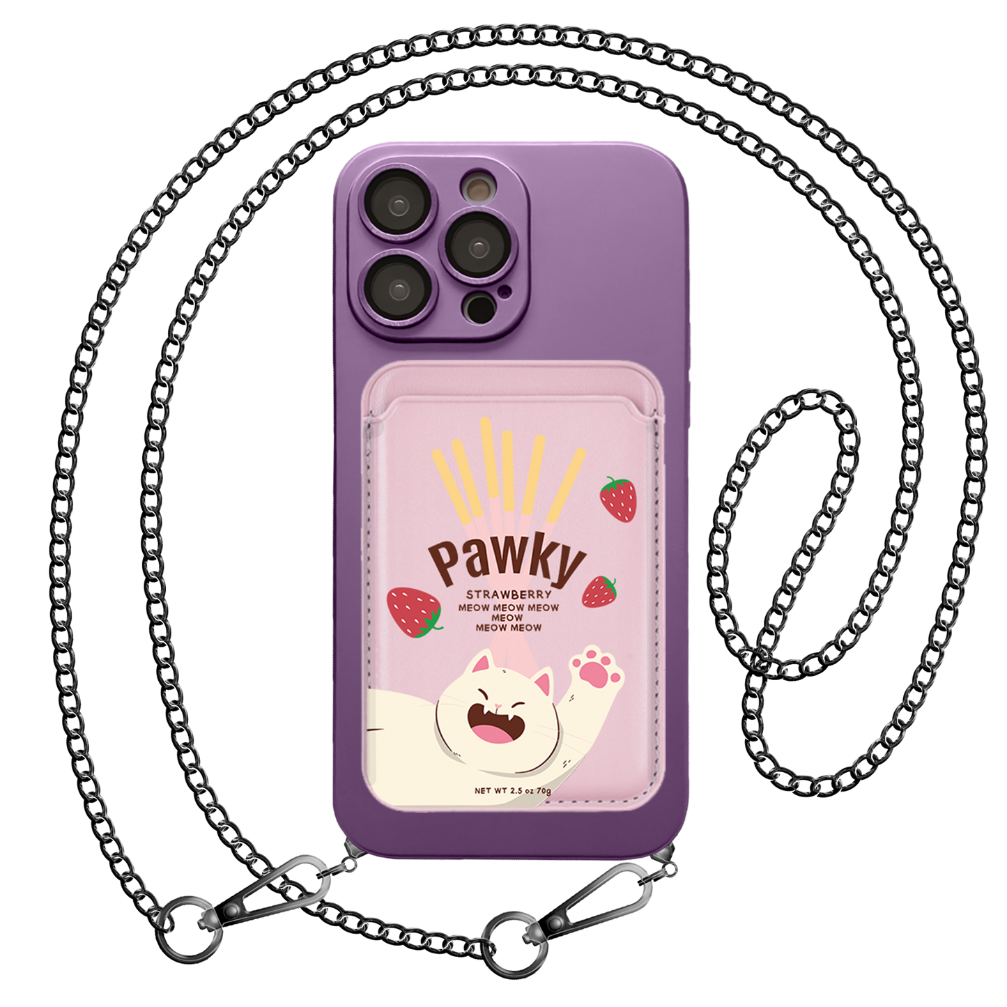 iPhone Magnetic Wallet Silicone Case - Pawky Cat