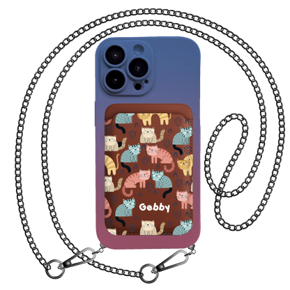 iPhone Magnetic Wallet Silicone Case - Rainbow meow 1.0