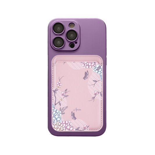 iPhone Magnetic Wallet Silicone Case - Batik Floral