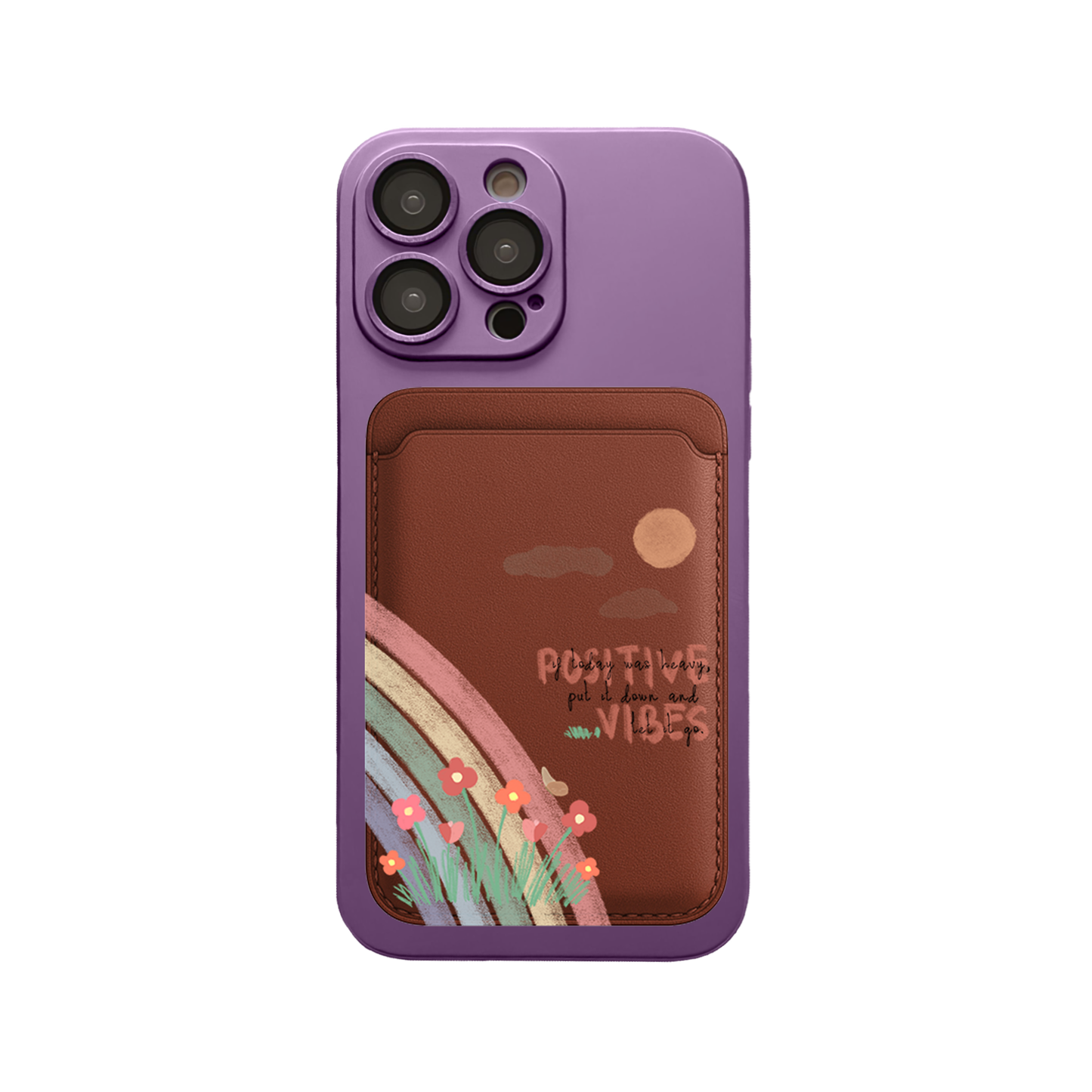 iPhone Magnetic Wallet Silicone Case - Positive Vibes