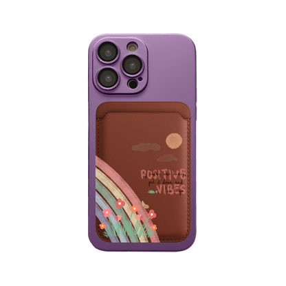 iPhone Magnetic Wallet Silicone Case - Positive Vibes
