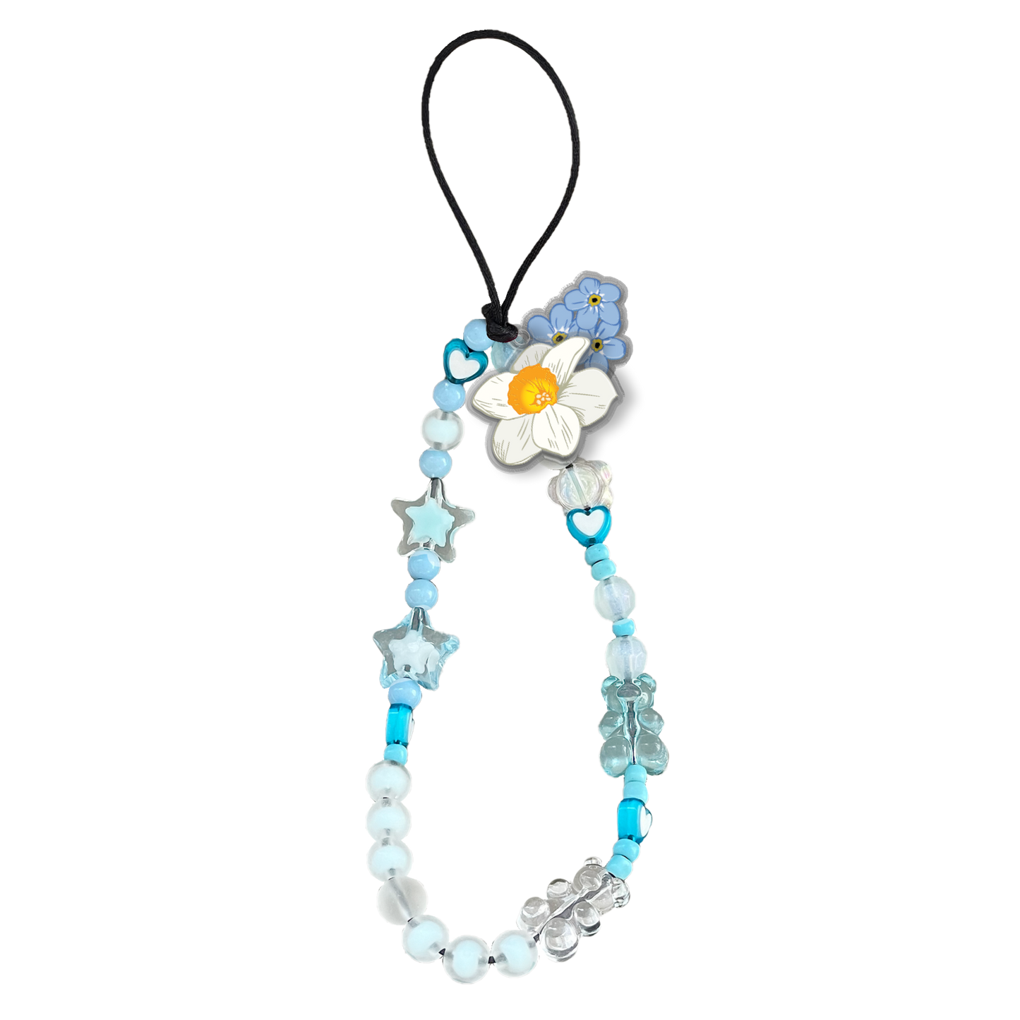 Beaded Strap with Acrylic Charm  - December Narcissus