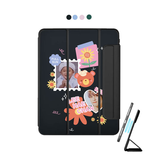 iPad Detachable Flip Cover - Face Grid Sunflower