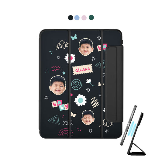 iPad Detachable Flip Cover - Face Grid Abstract