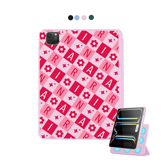 iPad Detachable Flip Cover - Flower Grid Monogram 1.0