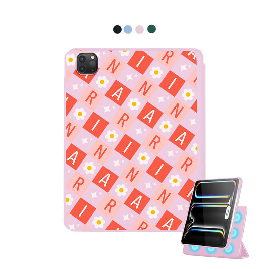 iPad Detachable Flip Cover - Flower Grid Monogram 2.0