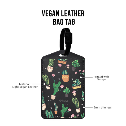 Vegan Leather Bag Tag - White Magnolia