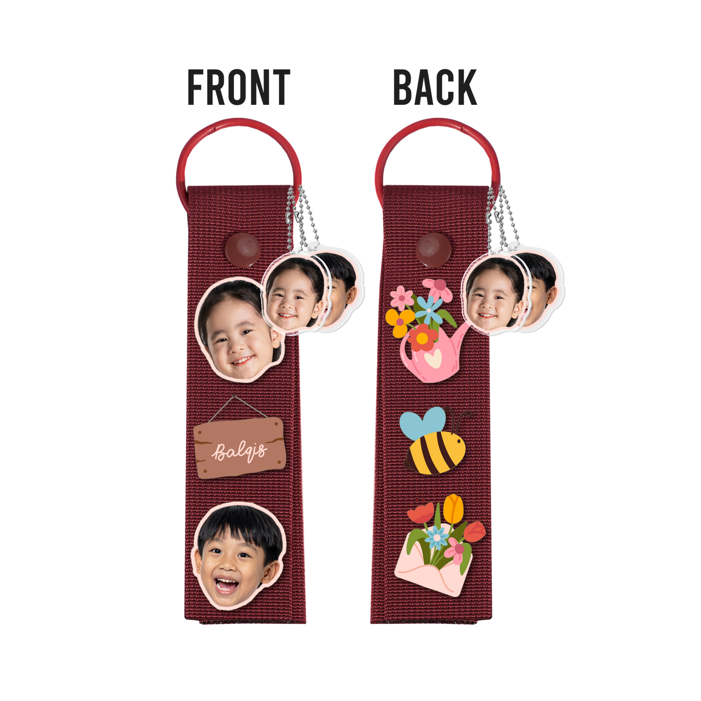 Patch Keychain - Face Grid Spring Bloom