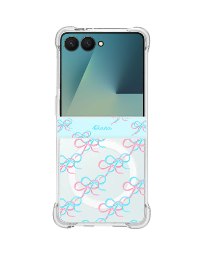 Android Flip / Fold Rearguard Hinge - Coquette Pink & Blue Bow
