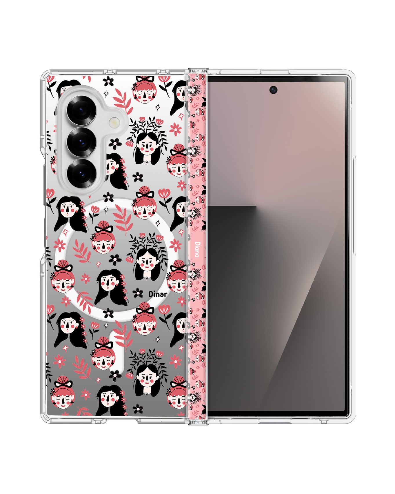 Android Flip / Fold Rearguard Hinge - Flowery Faces