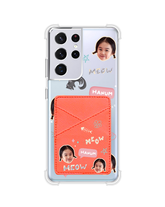 Android Phone Wallet Case - Face Grid Kitty