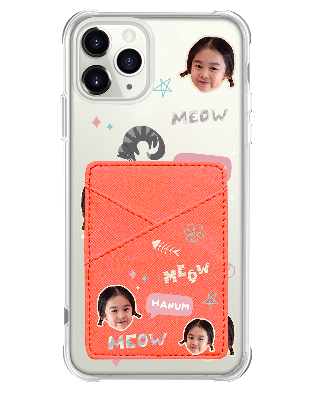 iPhone Phone Wallet Case - Face Grid Kitty