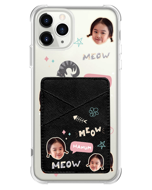 iPhone Phone Wallet Case - Face Grid Kitty