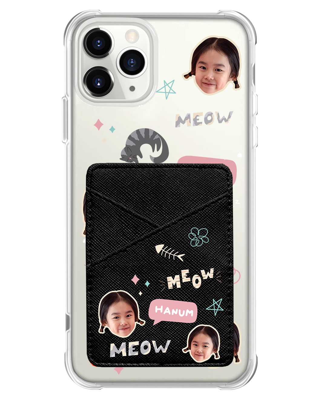 iPhone Phone Wallet Case - Face Grid Kitty