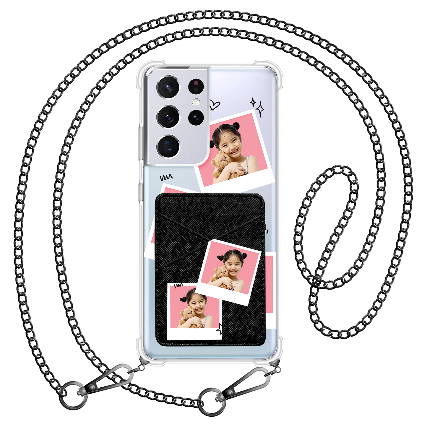 Android Phone Wallet Case - Face Grid White Polaroid