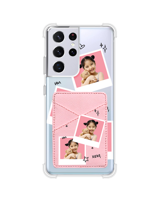 Android Phone Wallet Case - Face Grid White Polaroid