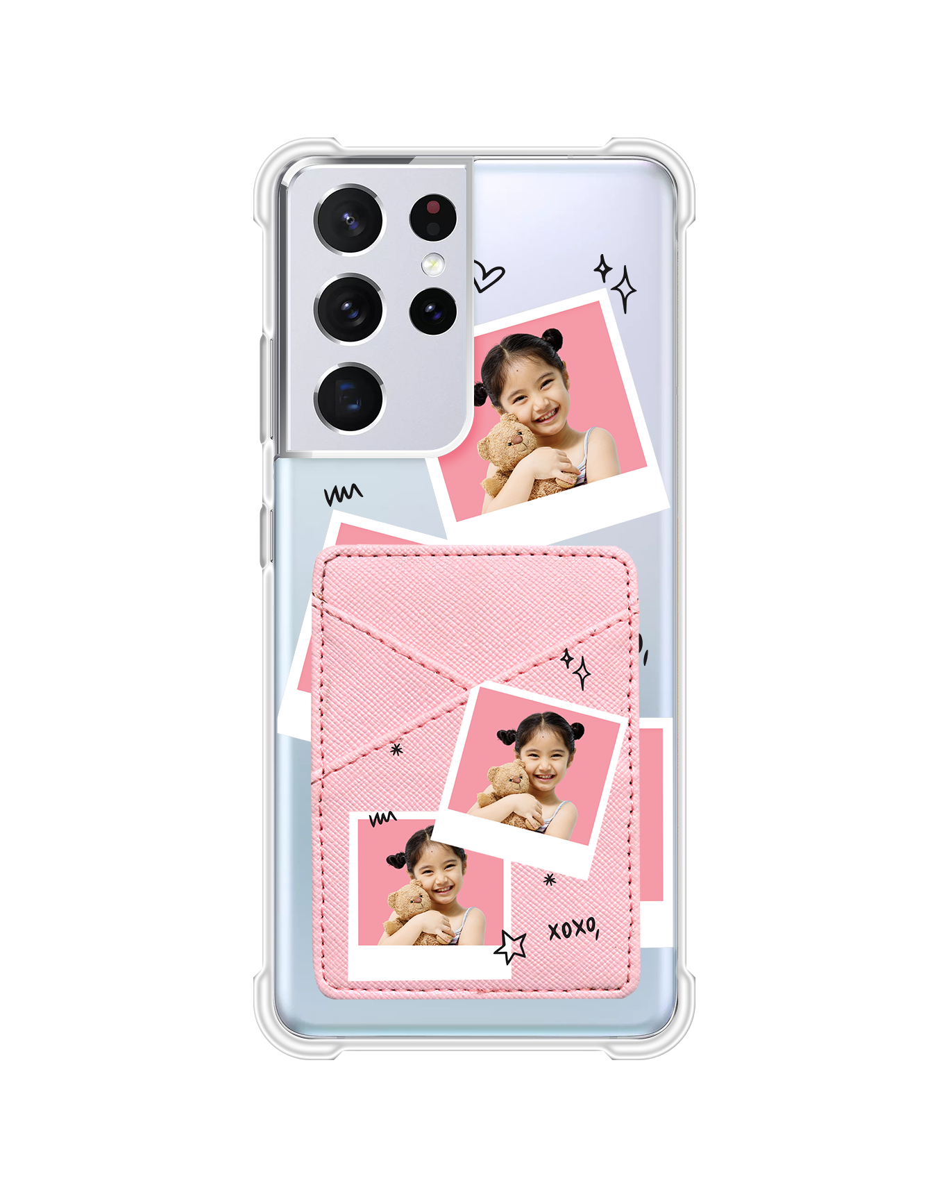 Android Phone Wallet Case - Face Grid White Polaroid