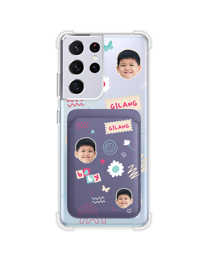 Android Magnetic Wallet Case - Face Grid Abstract