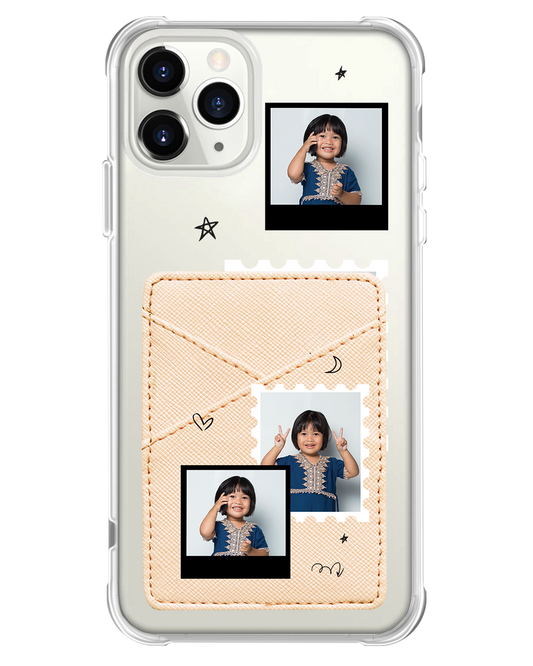 iPhone Phone Wallet Case - Face Grid Black Polaroid