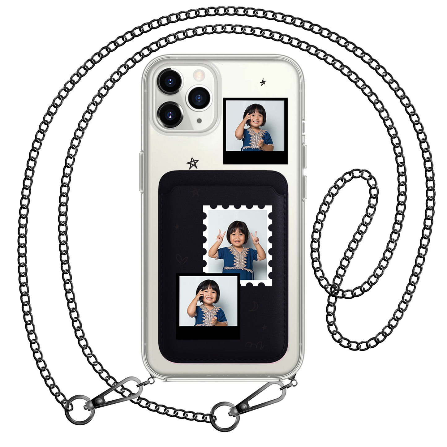 iPhone Magnetic Wallet Case - Face Grid Black Polaroid