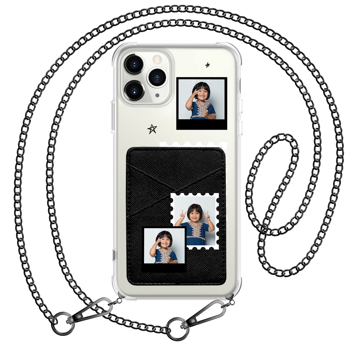 iPhone Phone Wallet Case - Face Grid Black Polaroid