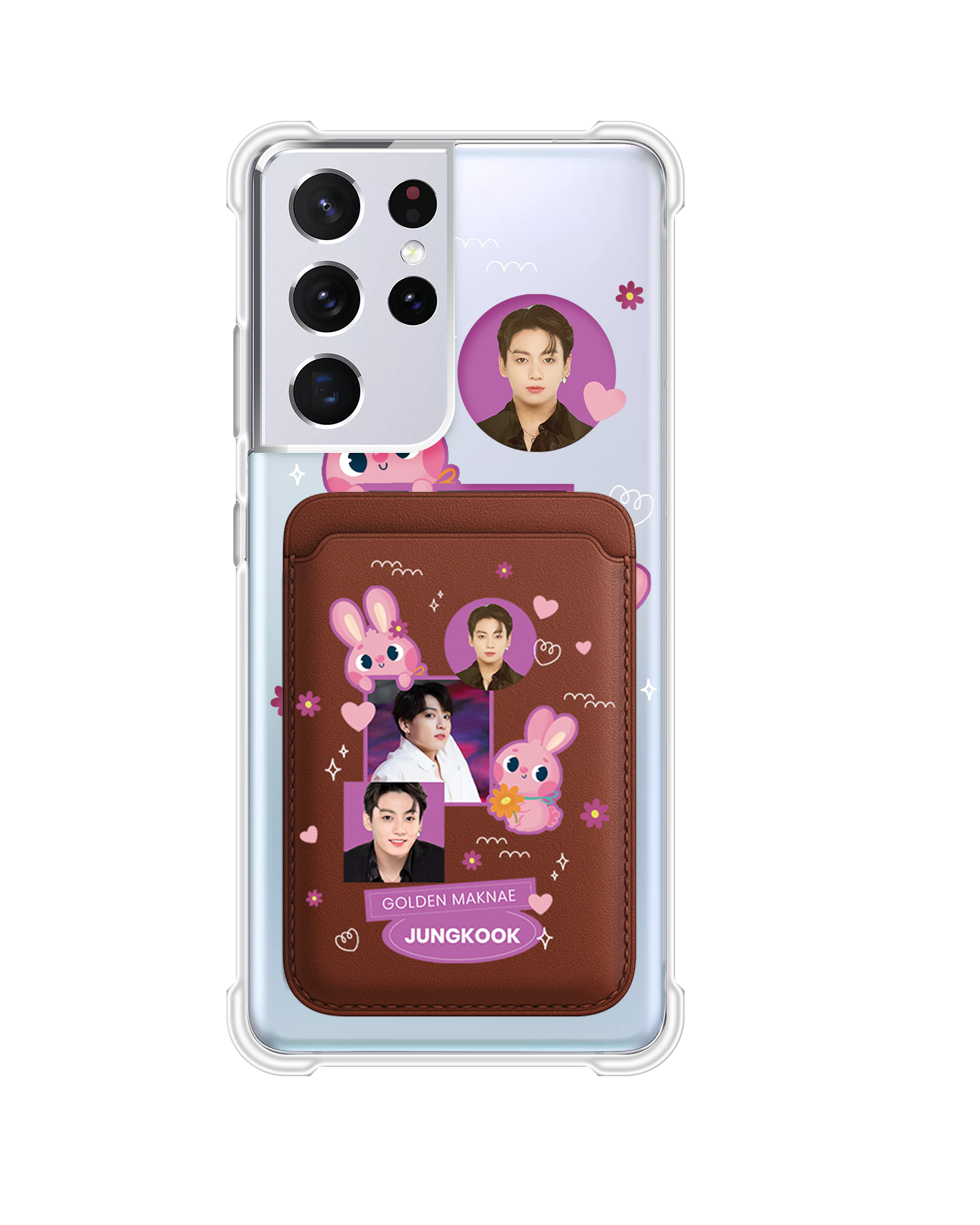 Android Magnetic Wallet Case - Face Grid Bunny