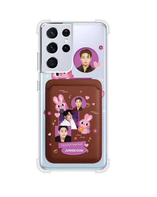 Android Magnetic Wallet Case - Face Grid Bunny