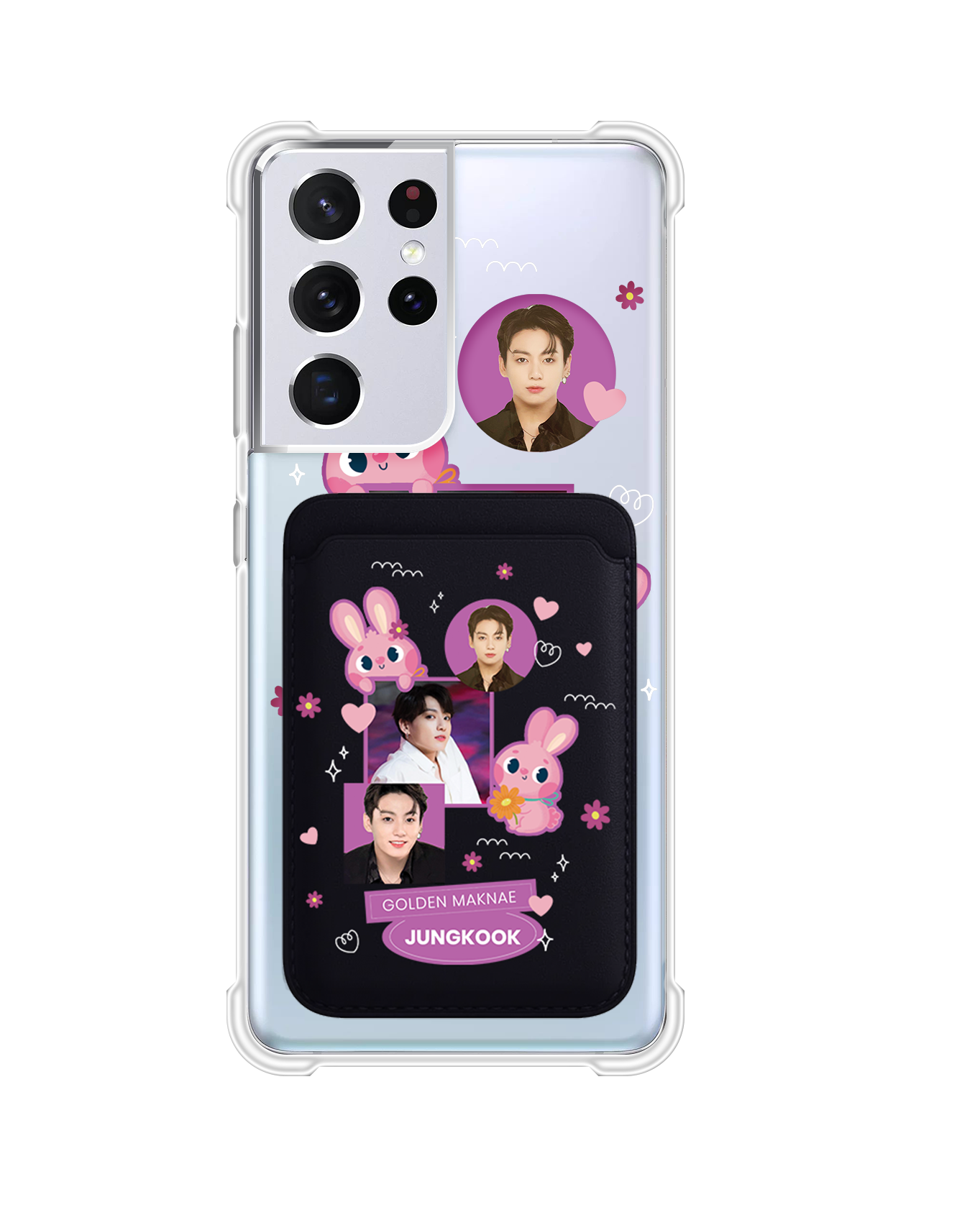 Android Magnetic Wallet Case - Face Grid Bunny