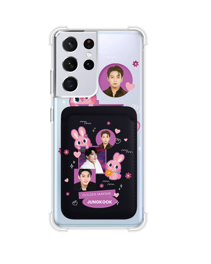 Android Magnetic Wallet Case - Face Grid Bunny