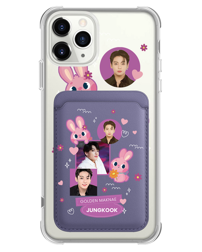 iPhone Magnetic Wallet Case - Face grid Bunny