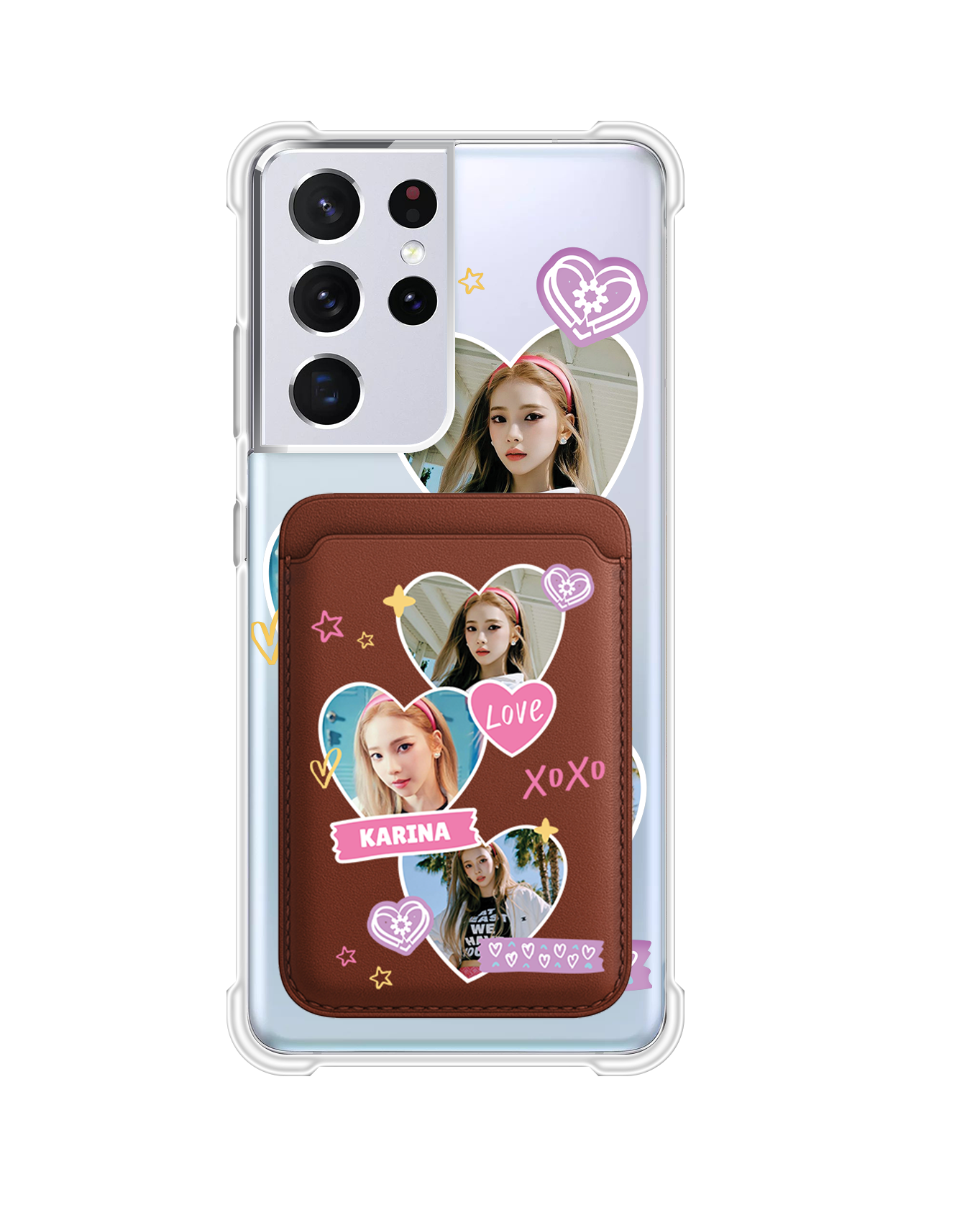 Android Magnetic Wallet Case - Face Grid Love