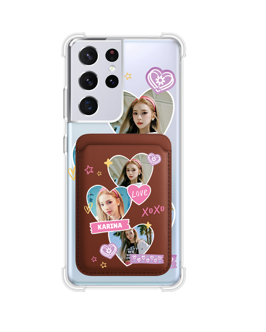 Android Magnetic Wallet Case - Face Grid Love