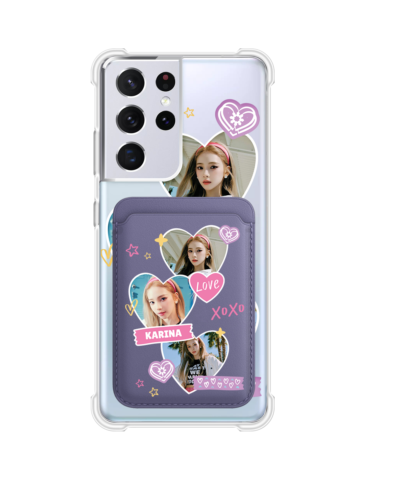 Android Magnetic Wallet Case - Face Grid Love