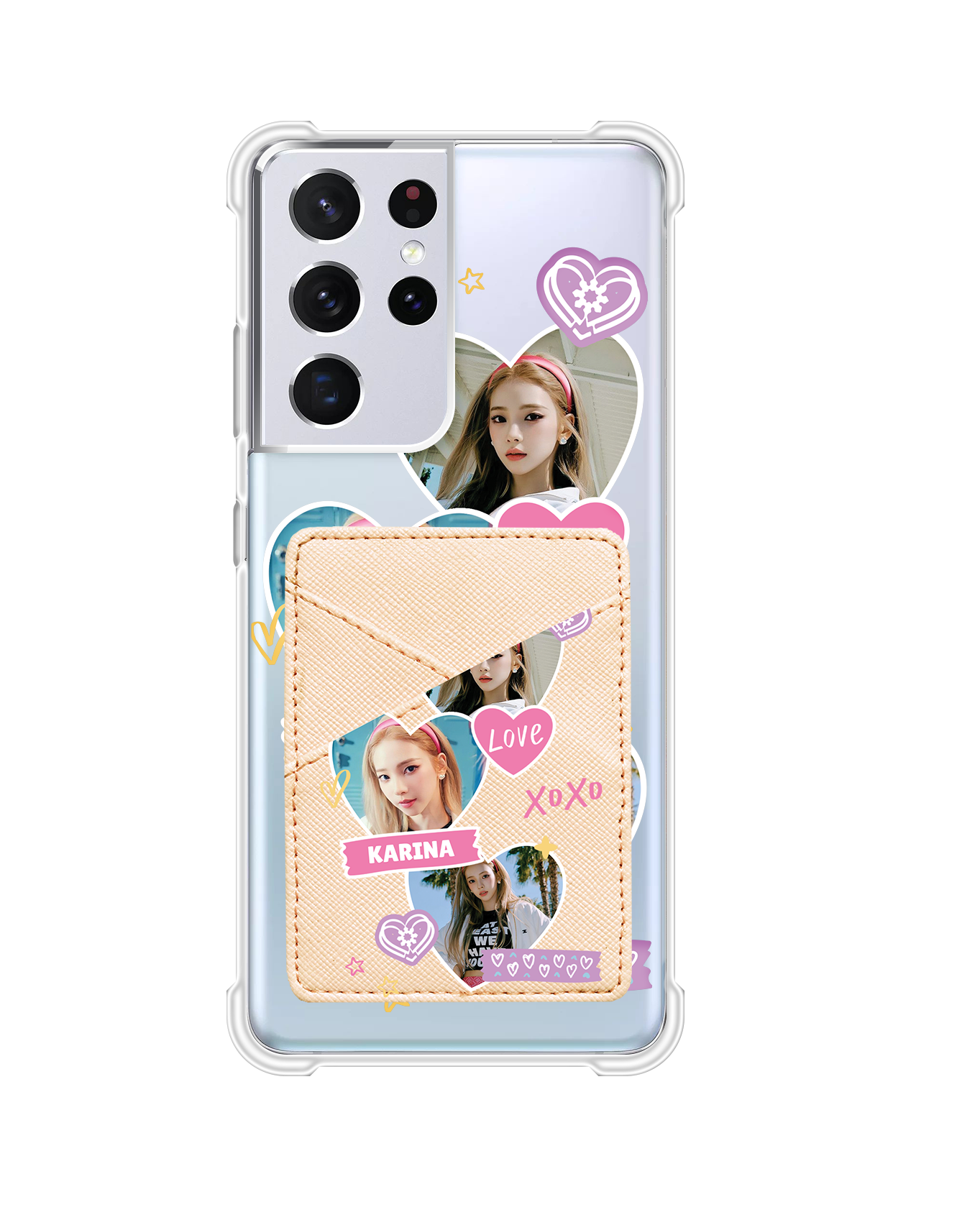 Android Phone Wallet Case - Face Grid Love