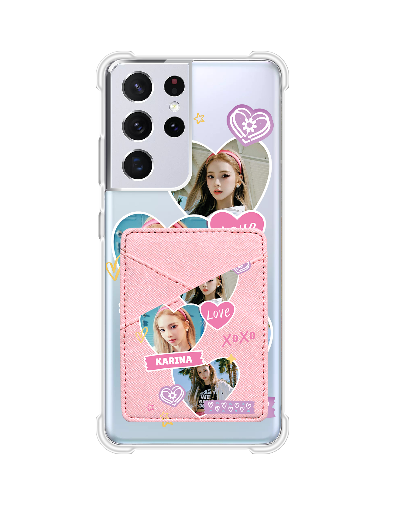 Android Phone Wallet Case - Face Grid Love