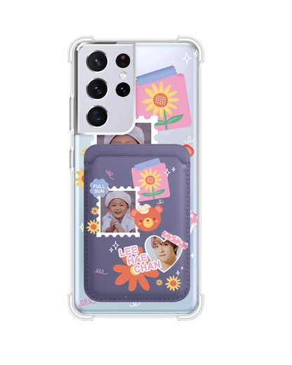 Android Magnetic Wallet Case - Face Grid Sunflower