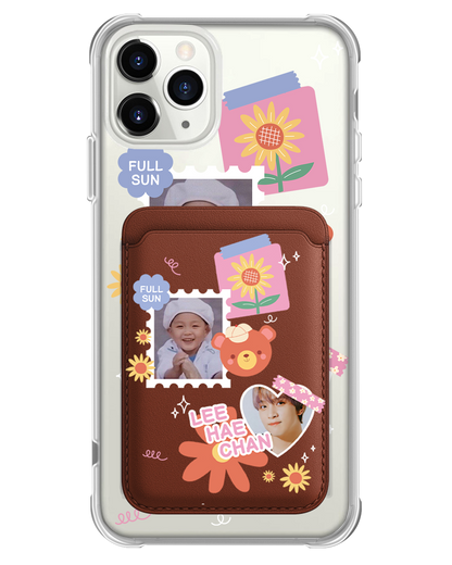 iPhone Magnetic Wallet Case - Face Grid Sunflower