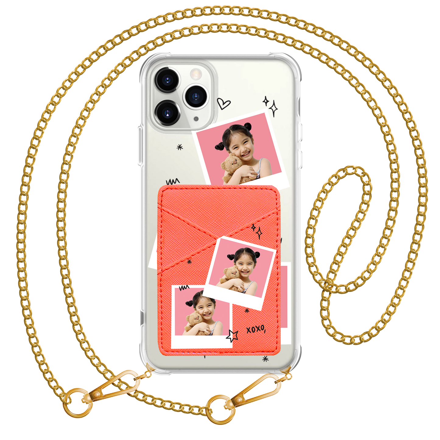 iPhone Phone Wallet Case - Face Grid White Polaroid
