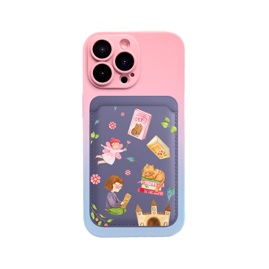 iPhone Magnetic Wallet Silicone Case - Fairy Cat