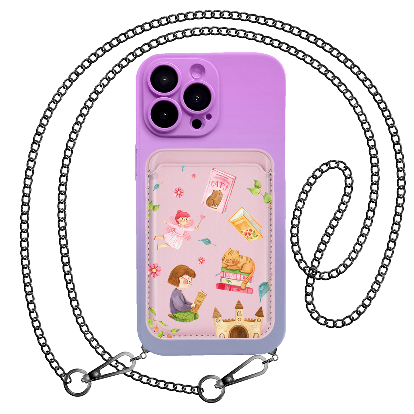 iPhone Magnetic Wallet Silicone Case - Fairy Cat