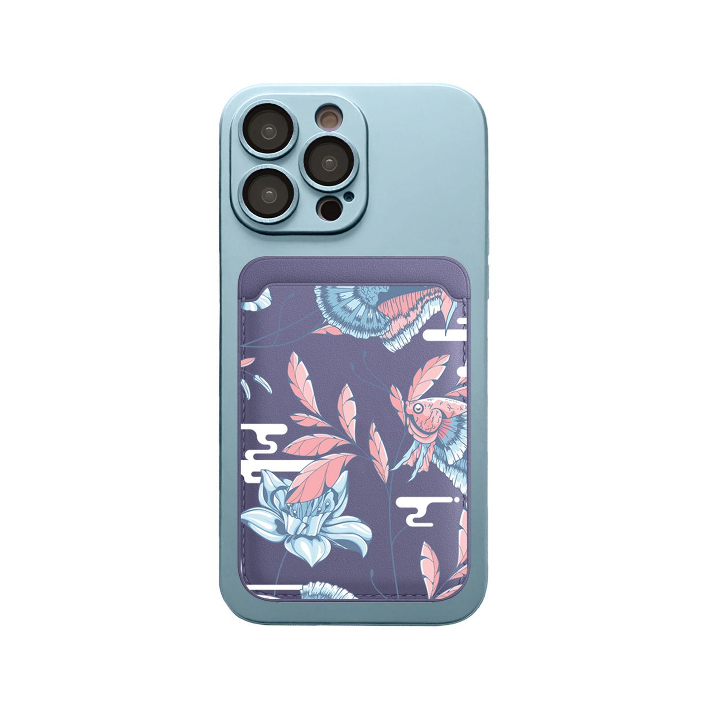 iPhone Magnetic Wallet Silicone Case - Fish & Floral 3.0