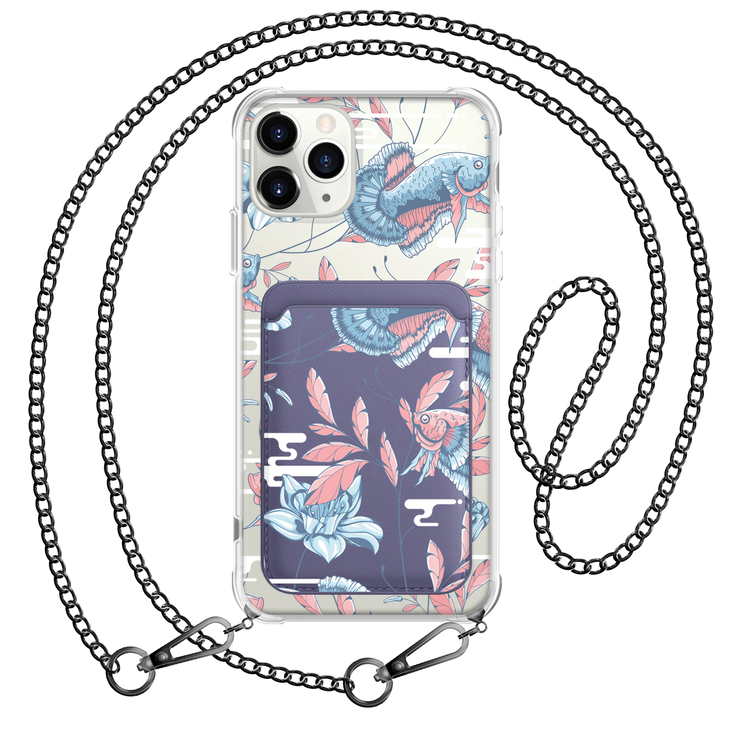 iPhone Magnetic Wallet Case - Fish & Floral 3.0