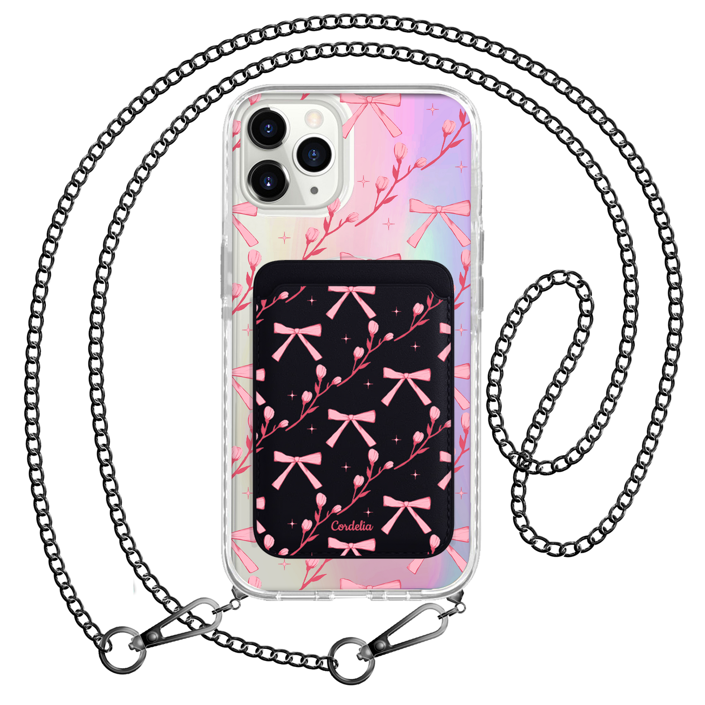 iPhone Magnetic Wallet Holo Case - Coquette Floral