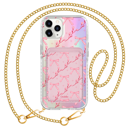 iPhone Magnetic Wallet Holo Case - Coquette Floral