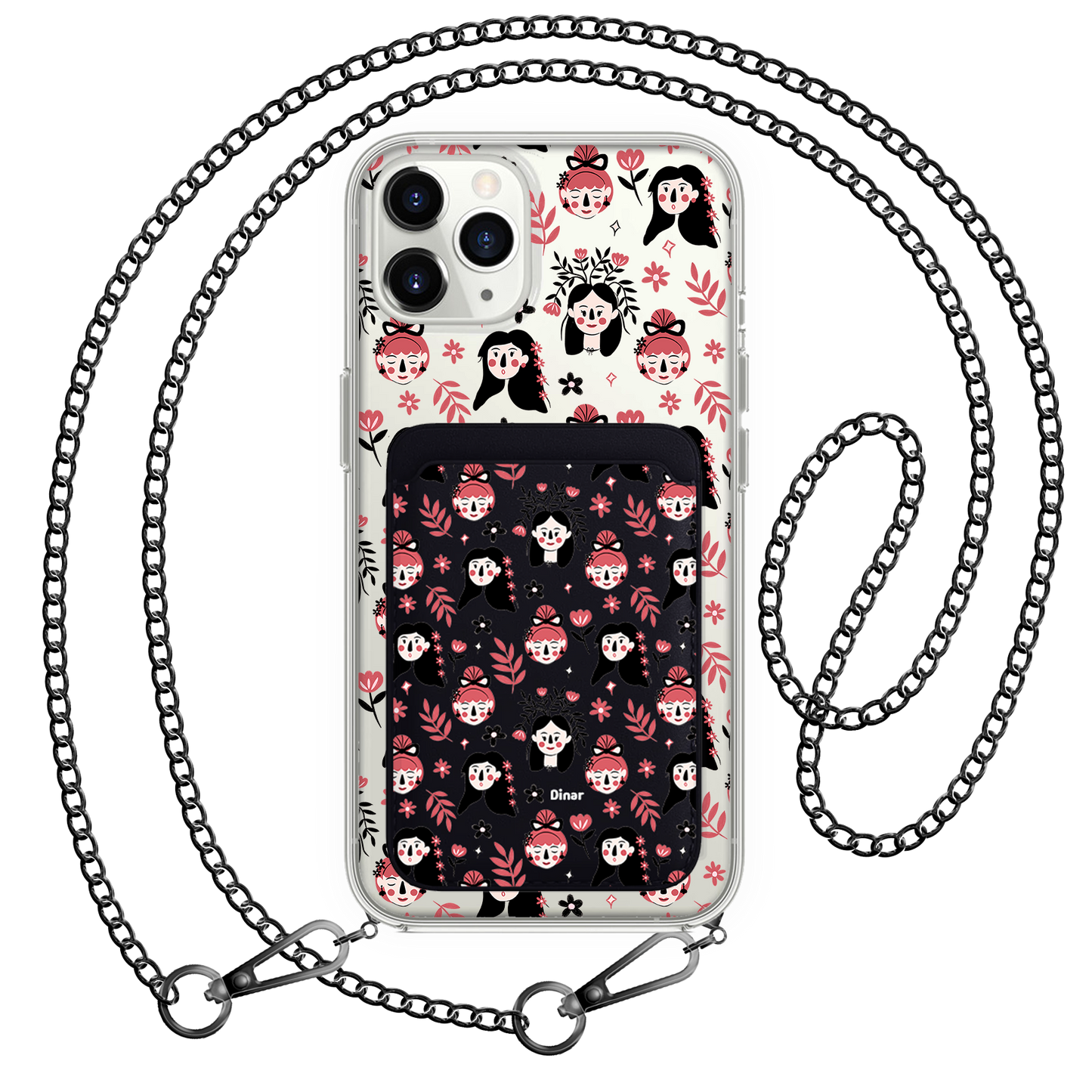 iPhone Magnetic Wallet Case - Flowery Faces