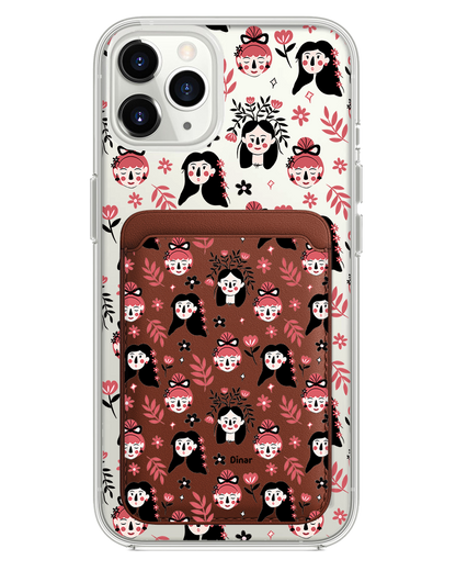 iPhone Magnetic Wallet Case - Flowery Faces