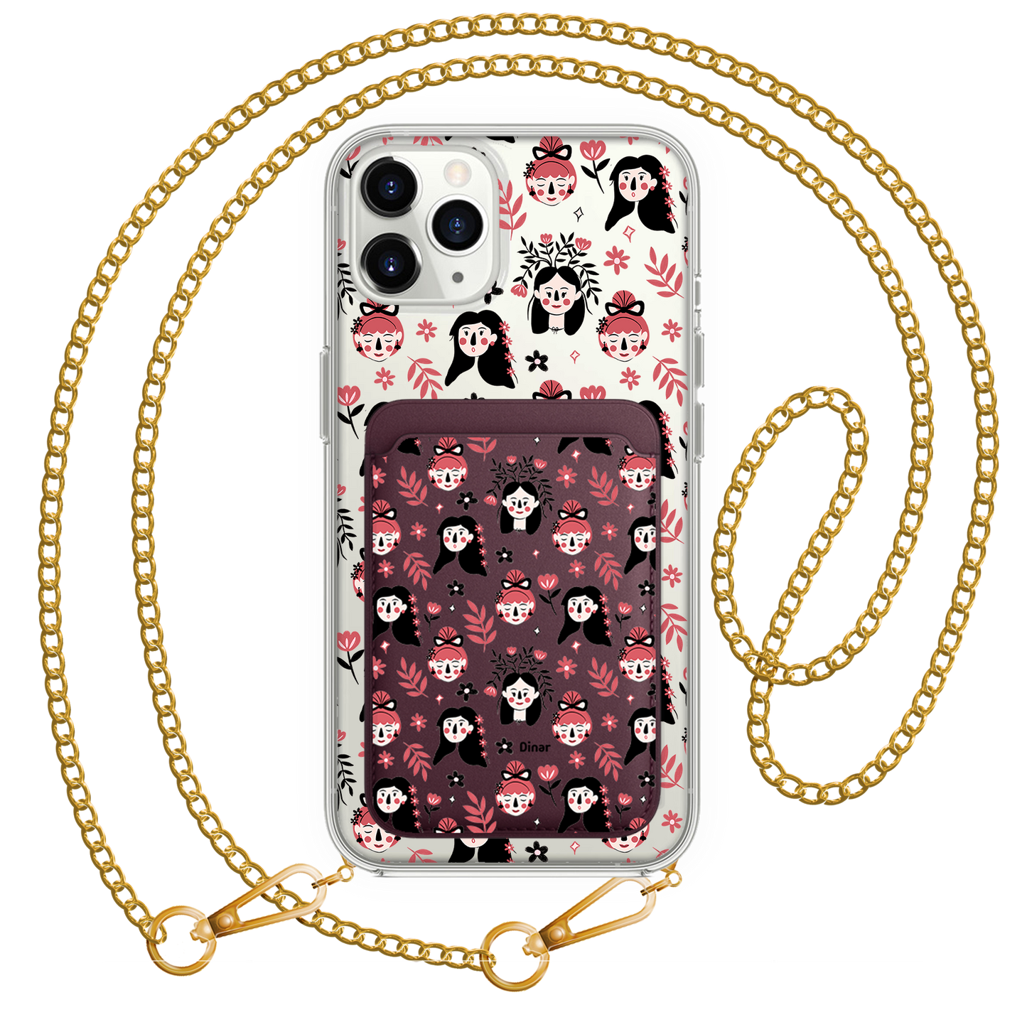 iPhone Magnetic Wallet Case - Flowery Faces