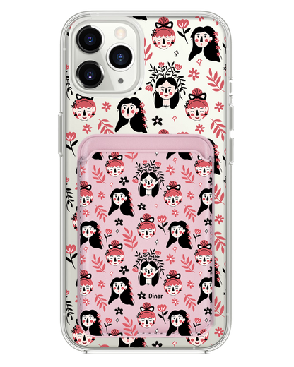 iPhone Magnetic Wallet Case - Flowery Faces
