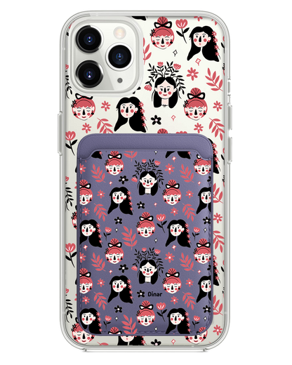 iPhone Magnetic Wallet Case - Flowery Faces