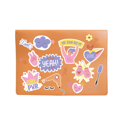 Vegan Leather Sleeve - Girl Power Sticker Pack